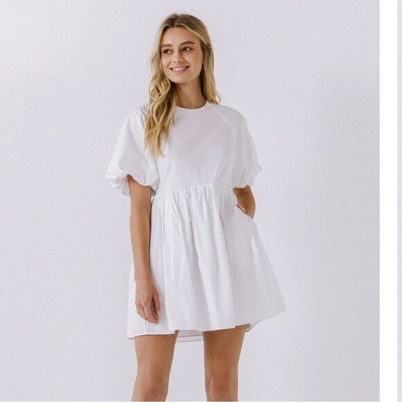 English Factory SHORT BALLOON SLEEVE MINI DRESS - Picture 1 of 4